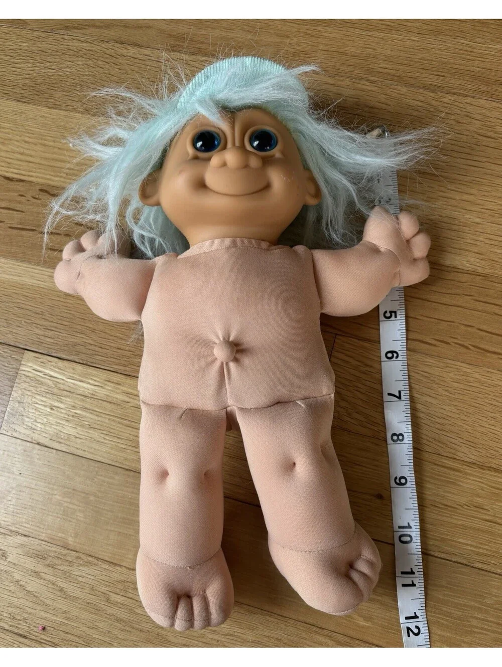 Vintage Russ Troll Kidz Item 2320, Soft Body Blue Hair & Eyes Mint Jumper 13